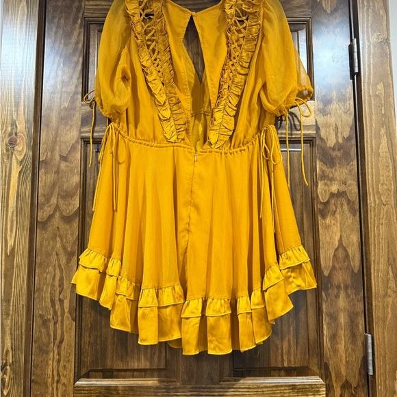 ASOS Mustard Ruffled Mini Dress - Picture 5 of 8